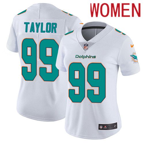 Women Miami Dolphins #99 Jason Taylor Nike White Vapor Limited NFL Jersey->women nfl jersey->Women Jersey